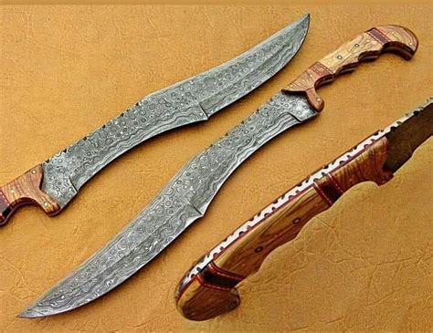 Machete Sword Hand Forged Sword 20 Damascus Genji Sword Etsy
