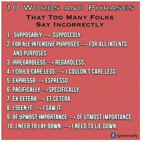 Words Have Meaning Common Grammar Mistakes Words Sayings