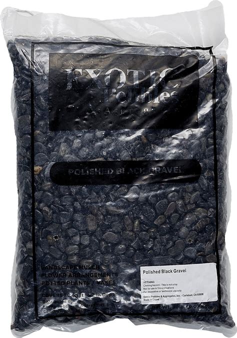 EXOTIC PEBBLES Polished Black Reptile Terrarium Gravel 20 Lb Bag