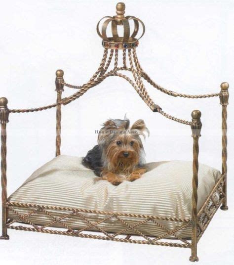 Luxury Iron Royal Gold Crown Dog Pet Bed Jeweled Antique Victorian