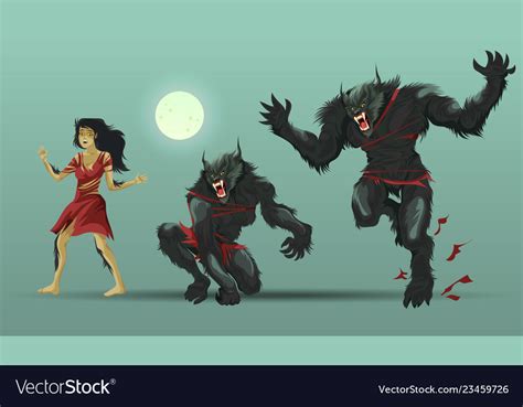 Woman Transforming Werewolf Royalty Free Vector Image