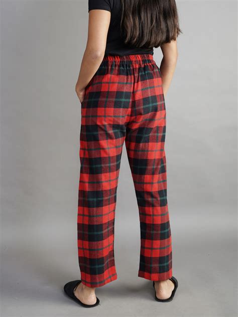 Christmas Red Checkered Flannel Pants For Women Bombay Trooper