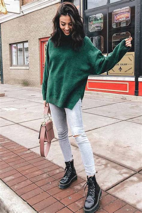 20 stylish combat boots combos every fashionable lady should consider green sweater outfit