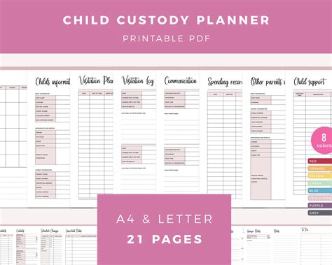 Child Custody Bider Custody Planner Printable Coparenting Etsy Australia