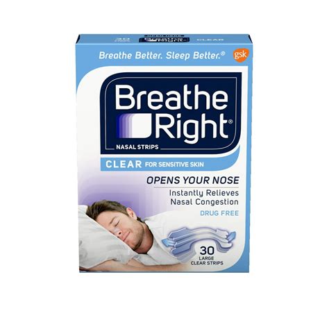 Breathe Right Nasal Strips To Stop Snoring Drug Free Large Clear For