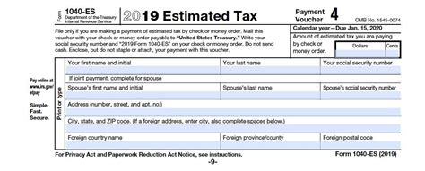 These are not 2020 instructions. IRS 2019 Form 1040 ES Payment Voucher 4 | 1040 Form Printable