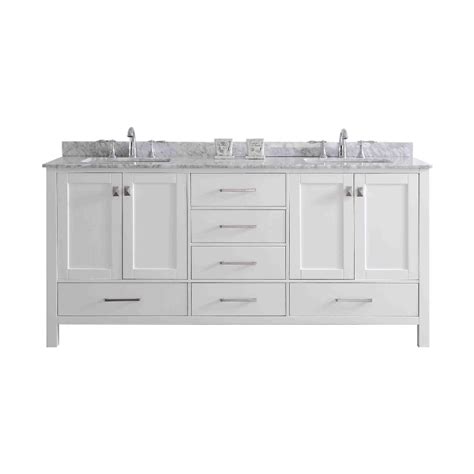 Eviva aberdeen 84 inch gray transitional double sink bathroom vanity with white carrara marble countertop and undermount porcelain sinks. Eviva Aberdeen 72 In. Transitional White Bathroom Vanity ...