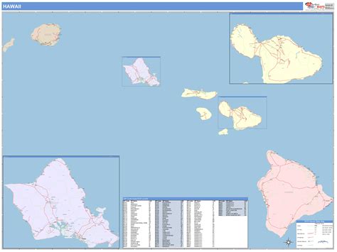 Hawaii Wall Map Color Cast Style By Marketmaps Mapsales