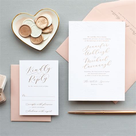 Rose Gold Foil Wedding Invitations Charming Banter And Charm