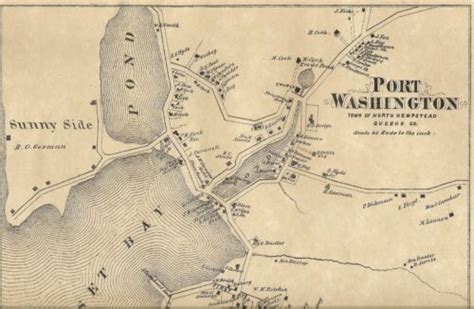 Port Washington Ny 1873 Map With Homeowners Names Shown Ebay