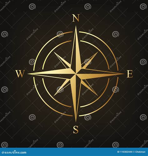 Gold Compass Icon Vector Illustration Stock Illustration