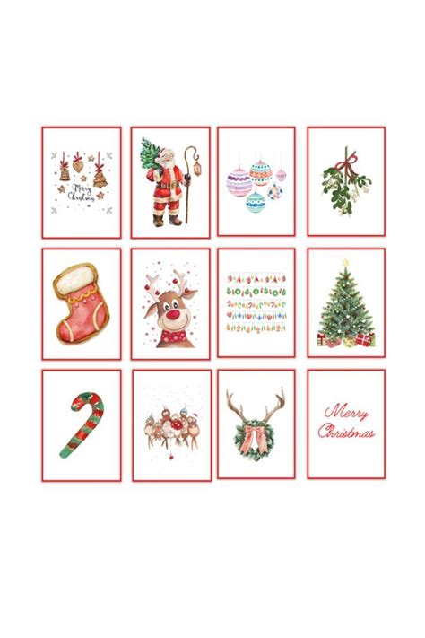 A Beautiful Set Of 12 Vintage Themed Christmas Wall Art Prints You Can