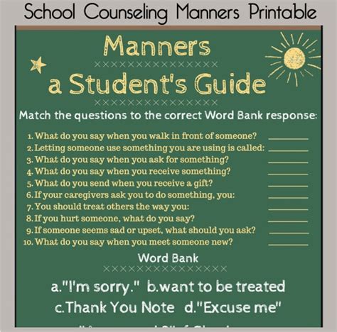 School Counseling Manners Manners Lesson School Counselor Etsy