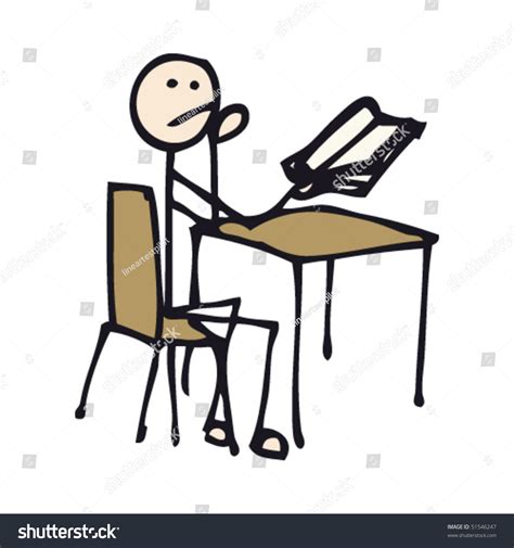 Quirky Drawing Of Stick Man Studying Stock Vector 51546247 Shutterstock