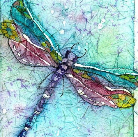 Dragonfly Watercolor Batik Painting Dragonfly Lovers Etsy