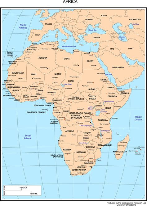 Cities In Africa Map Maps Of African Continent Countries Capitals