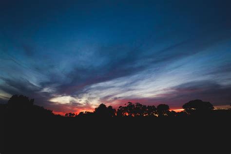 Hd Wallpaper Silhouette Dark Sky Clouds Trees Sunset Nature