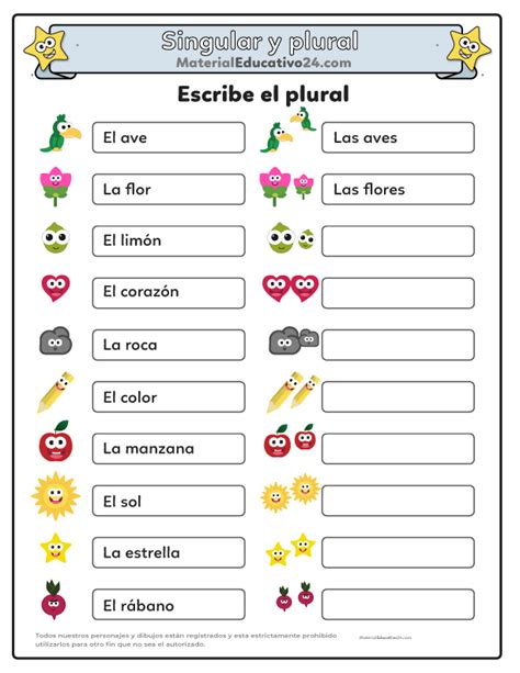 Actividad De Singular Y Plural Material Educativo 24