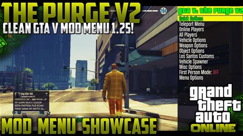 Game will now say mod mode instead of story mode and will also say loading mod mode lol. GTA 5 Online "1.25 Mod Menu" - The Purge v2 - Crazy "GTA 5 Mod Menu" For Patch 1.25! - YouTube