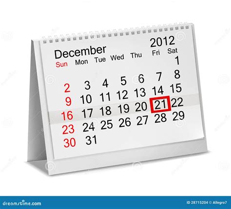 Desktop Calendar 2012 December Stock Vector Illustration Of
