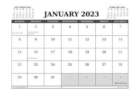 Printable Jan 2023 Calendar Pdf Time And Date Calendar 2023 Canada