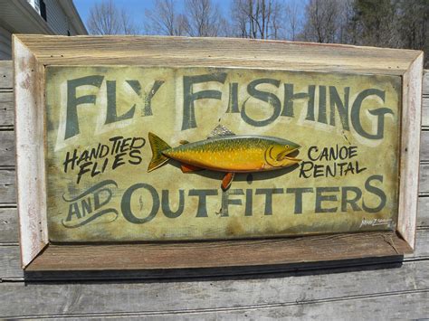 Original Fishing Sign By Zekesantiquesignsetsy Sign Painting