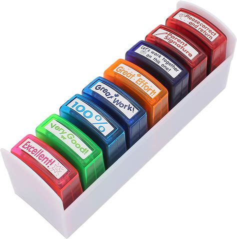 Buy Teacher Stamp Set Colorful Encouraging Comments Self Inking School