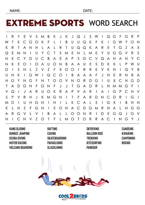 Printable Sports Word Search Cool2bkids