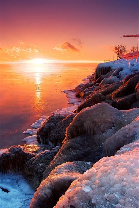 Wallpaper Beautiful Winter Sunrise Lake Ice Snow 1920x1200 Hd