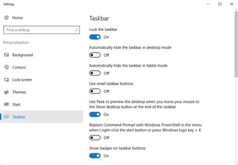 Taskbar Settings In Windows 10