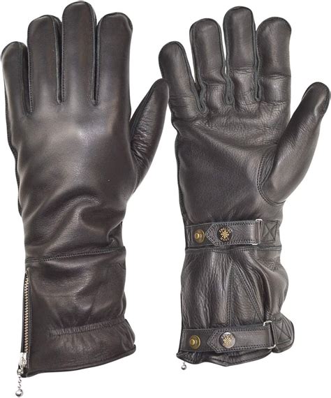 GOLDTOP Mens Classic Fleece Lined Windstopper Leather Motorcycle