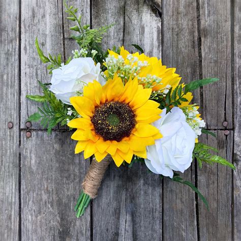 Sunflower Bouquet Sunflower Rose Bouquet White Rose Bouquet Etsy