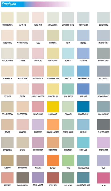 Wall Paint Colour Chart Pdf ~ Paint Paints Asian Shade Card Colour