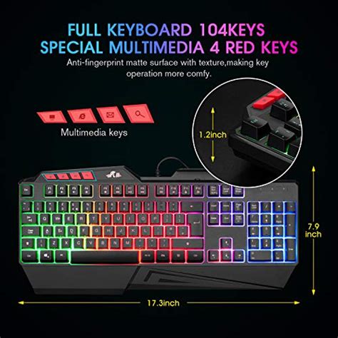 Rii Rk202 Gaming Keyboardled Rainbow Backlit Light Up Keyboard With