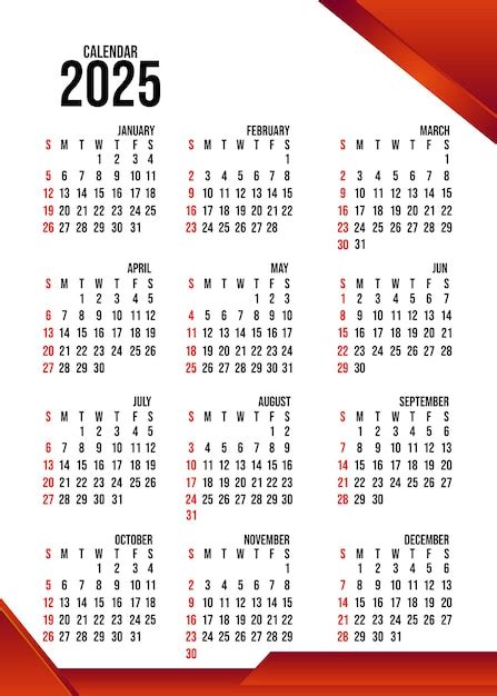 Calendario 2025 Editable Archivo Psd Premium