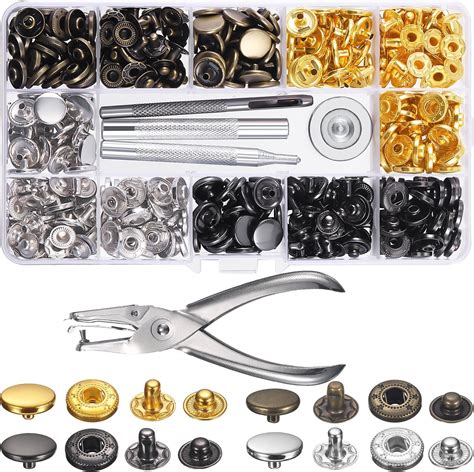 120 Set Sewing Snap Fasteners Kit Metal Snaps Button Press Studs With