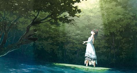 Wallpaper Sunlight Trees Landscape Forest Anime Girls Water