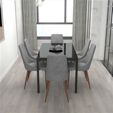Ensemble de salle à manger moderne noir et gris !nspire avec table