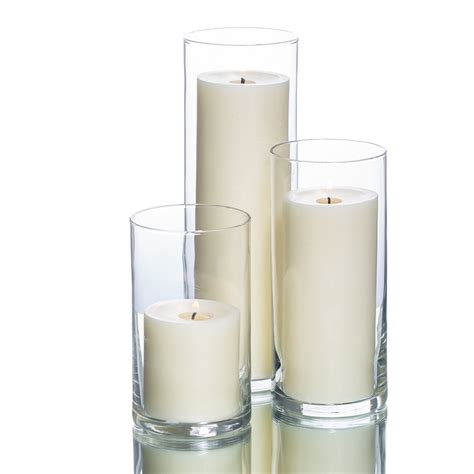 Richland Pillar Candles And Eastland Cylinder Holders Light Ivory Set Of