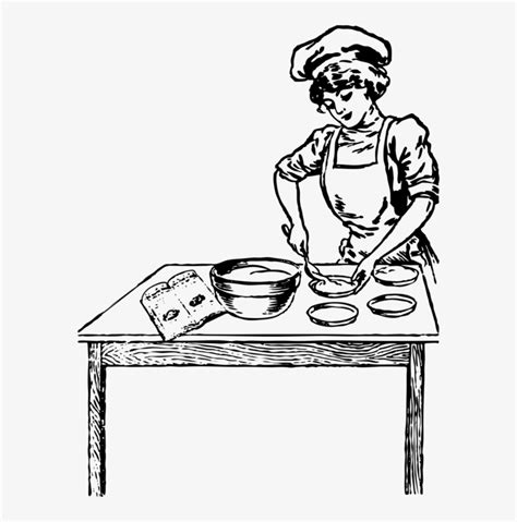 Cooking Baking Chef Woman Baker Woman Cooking Clipart Black And White