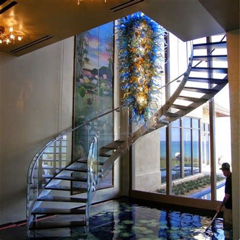 China Decorative Glass Railing Indoor Metal Curved Stairs Arc