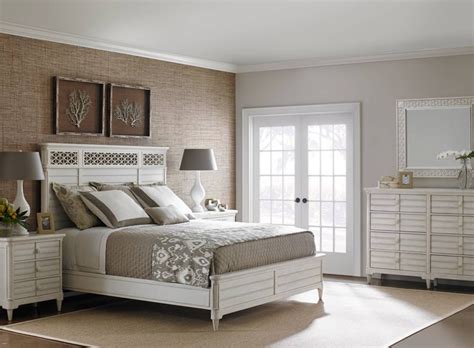 Wicker panels flank louvred panels on the headboard. The Latest Trends in Bedroom Furniture