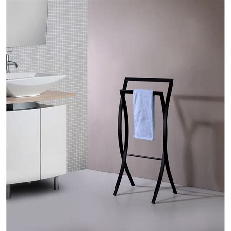 Coronado Double Free Standing Modern Bathroom Towel Rack Stand Metal
