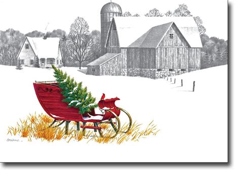 Farm Scene Christmas Cards Farm Scene Christmas Cards Pencil