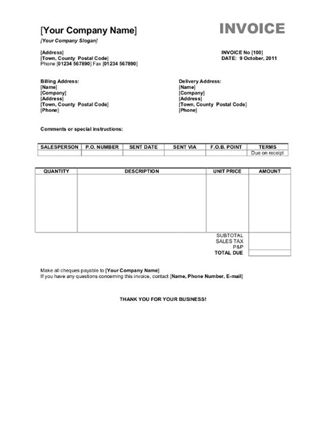 Invoice Template For Word Free Basic Invoice Invoice River Fowaler