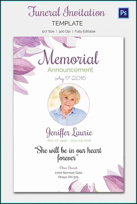 Funeral Announcement Template Free