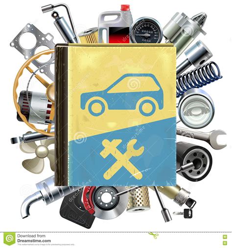 Vordrucke und vorlagen können äußerst praktisch sein. Vektor-altes Auto-Reparatur-Buch Mit Auto-Reserven Vektor ...