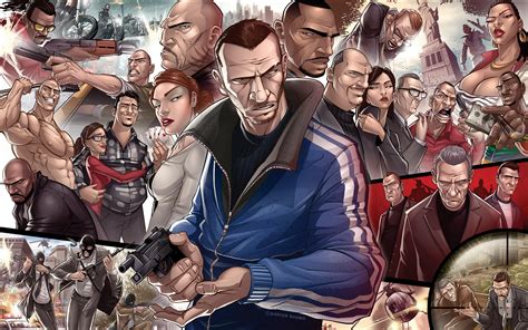 Grand Theft Auto Iv Characters Hd Desktop Wallpaper Widescreen High