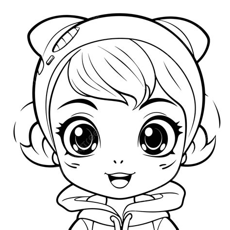 Cute Little Girl Coloring Page Outline Sketch Drawing Vector Animes