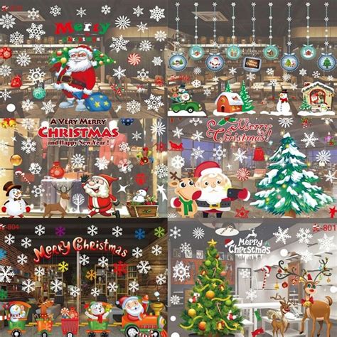 Cheap Christmas Decoration Window Glass Stickers Merry Christmas Santa